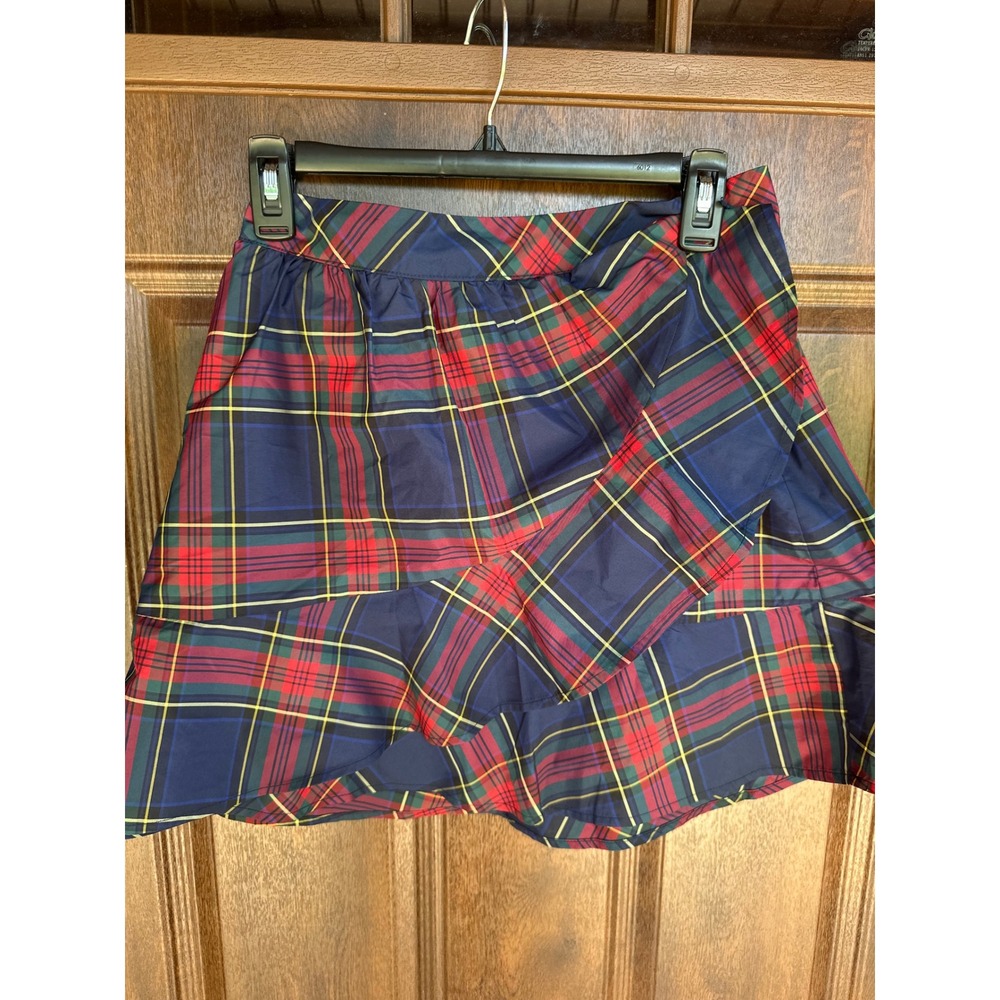 Vineyard Vines Womens Jolly Tartan Plaid cascading ruffle mini skirt sz 2